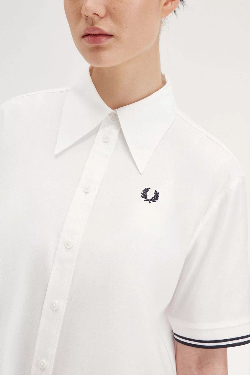 Fred Perry Kadın Beyaz Polo Yaka Gömlek Elbise