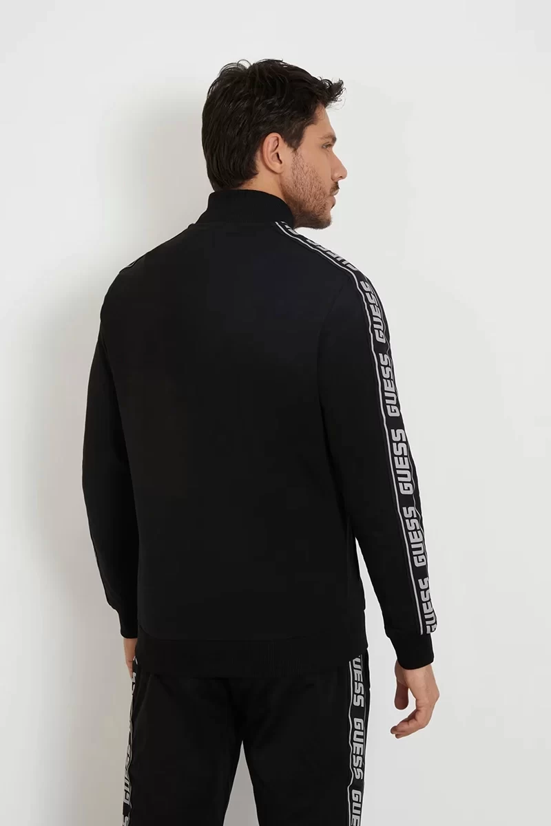 Guess Full Zıp New Arlo Sweatshırt Erkek Siyah Eşofman Üstü Z2YQ12K6ZS1-JBLK