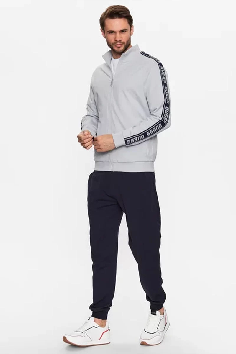 Guess Full Zıp New Arlo Sweatshırt Erkek Gri Eşofman Üstü Z2YQ12K6ZS1-G855