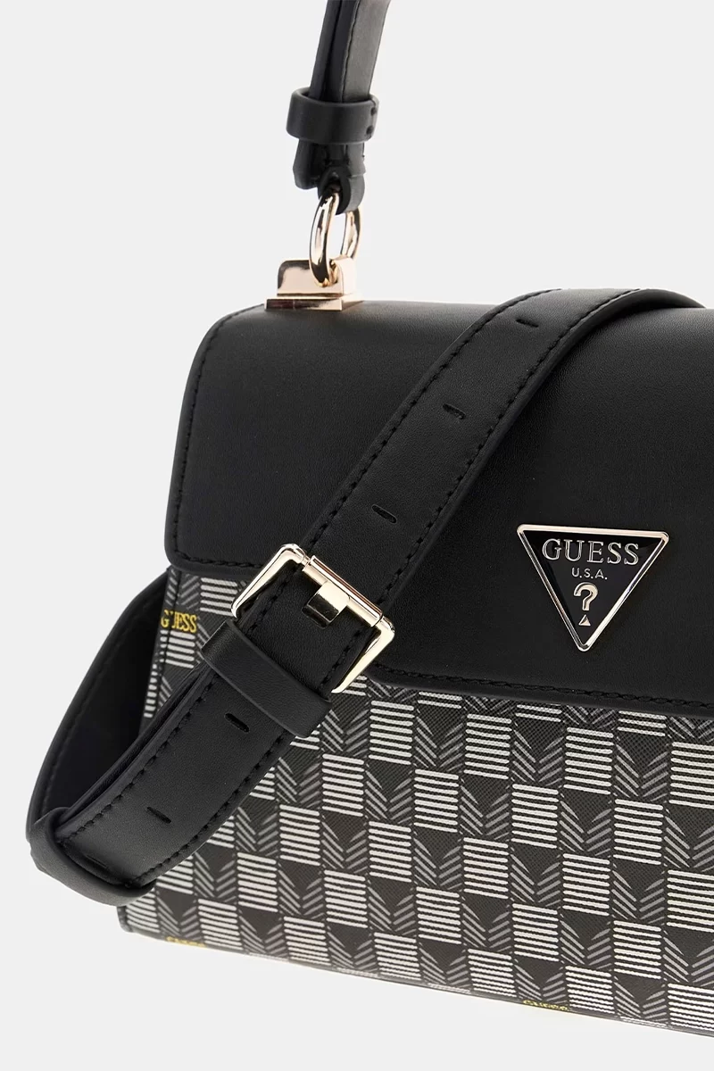Guess G Wave Top Handle Flap Kadın Siyah El Çantası HWJT9344200-BLO