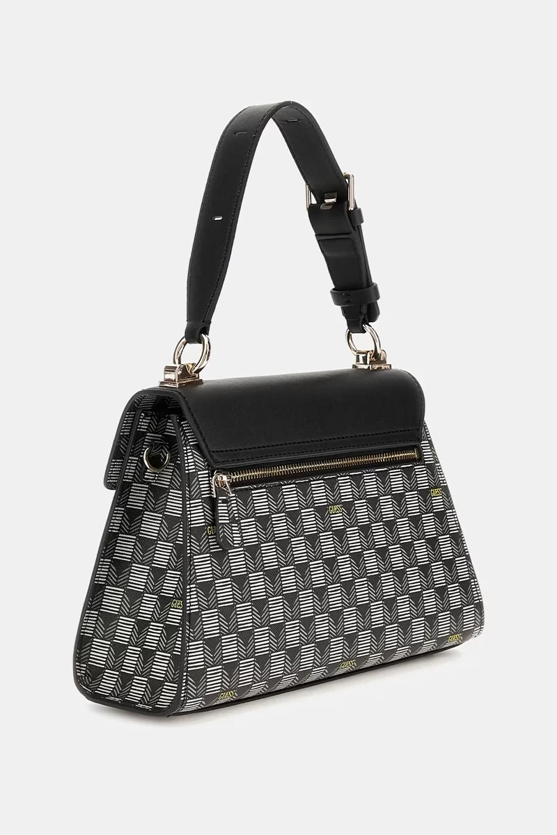 Guess G Wave Top Handle Flap Kadın Siyah El Çantası HWJT9344200-BLO