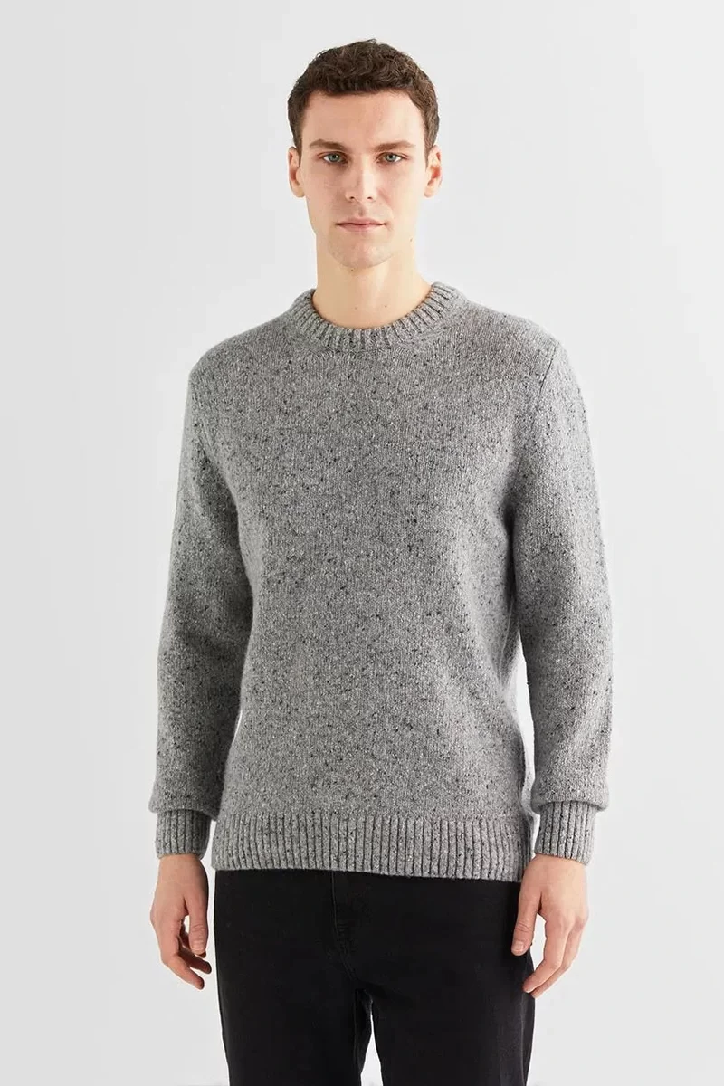 Gant Erkek   Gri Regular Fit Bisiklet Yaka Kazak