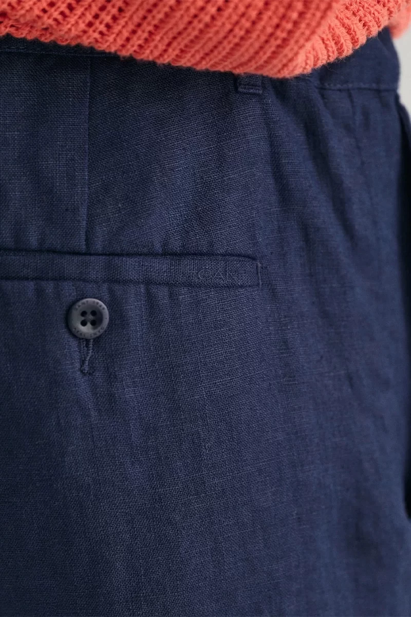 Gant Erkek Lacivert Relaxed Fit Keten Pantolon