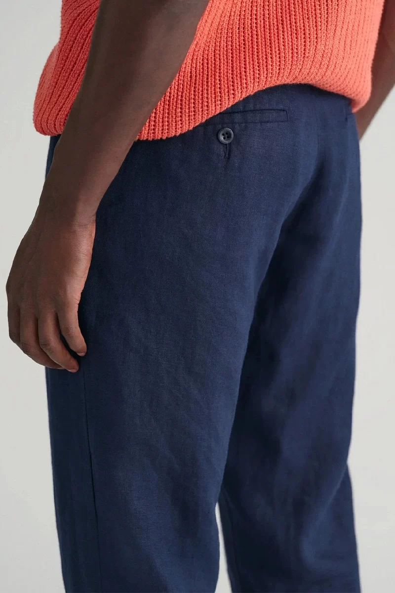 Gant Erkek Lacivert Relaxed Fit Keten Pantolon