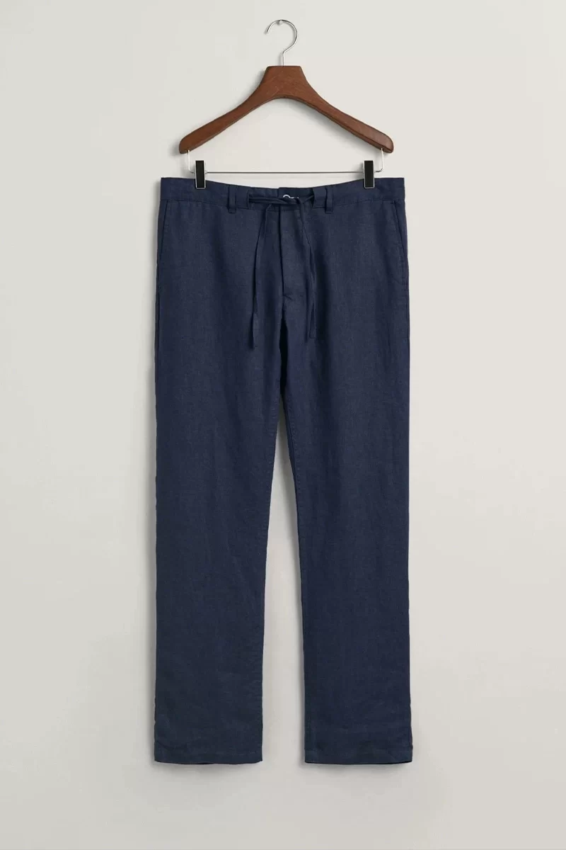 Gant Erkek Lacivert Relaxed Fit Keten Pantolon