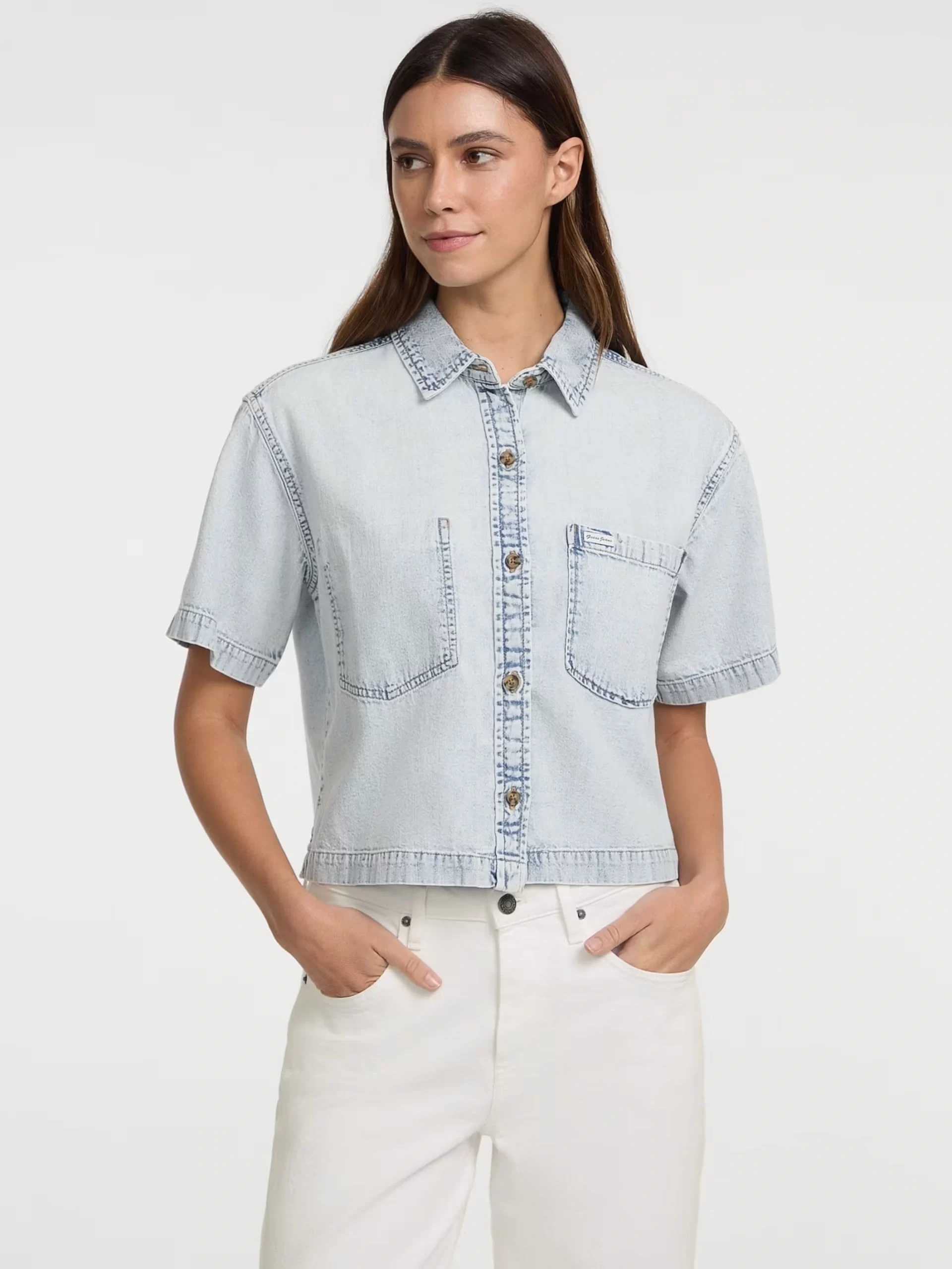 Guess jeans Gj Boxy Ss Shırt Kadın Mavi Etek W5GH0FD5M83-GJRV
