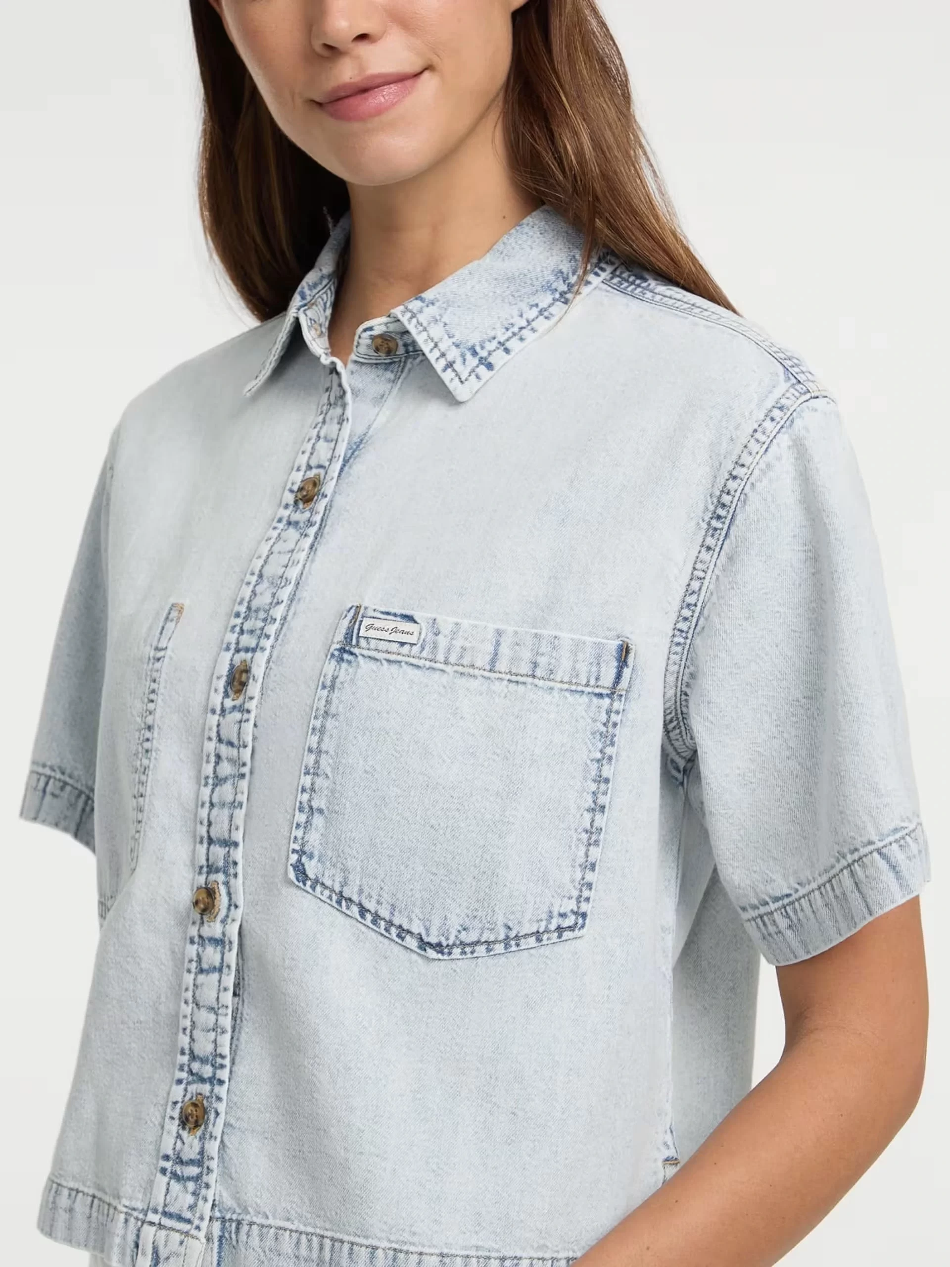 Guess jeans Gj Boxy Ss Shırt Kadın Mavi Etek W5GH0FD5M83-GJRV