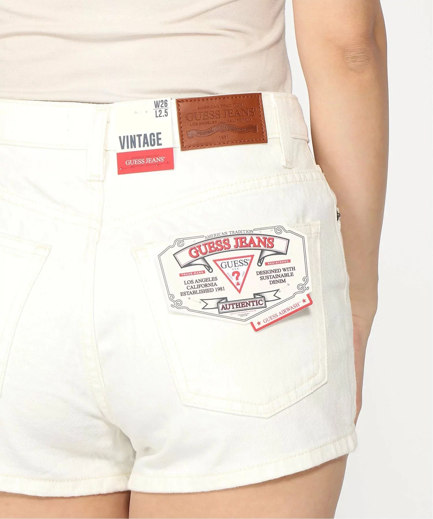 Guess jeans Gj Hıghwaıst Vıntage Short Kadın Beyaz Şort W5GD0YD5M62-GJWI