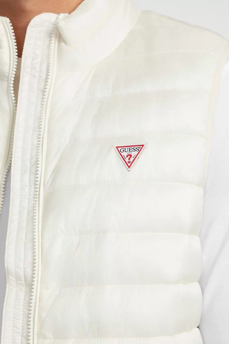 Guess jeans Gj Hooded Puffer Vest Erkek Beyaz Yelek M4YN11WG922-G053