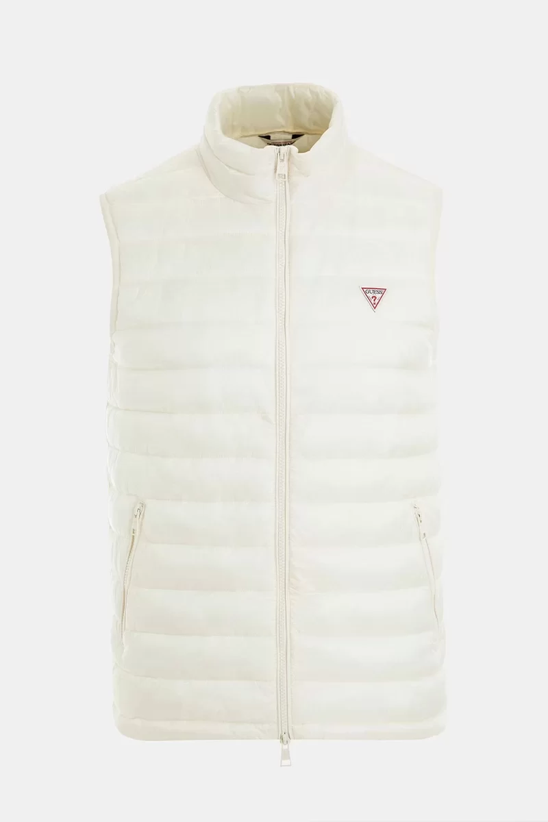 Guess jeans Gj Hooded Puffer Vest Erkek Beyaz Yelek M4YN11WG922-G053