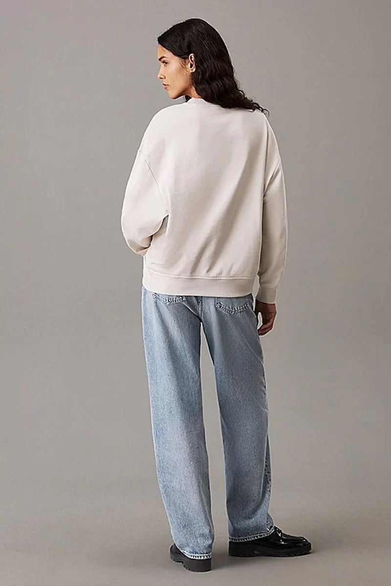 Calvin Klein Kadın Parlak Monogram Bej Sweatshirt