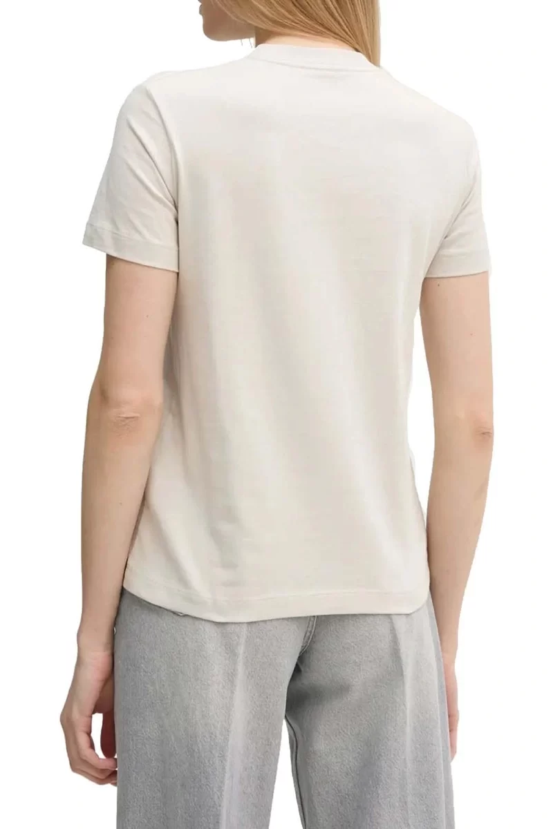 Calvin Klein Kadın Krem Parlak Monogram Regular Fit T-shirt