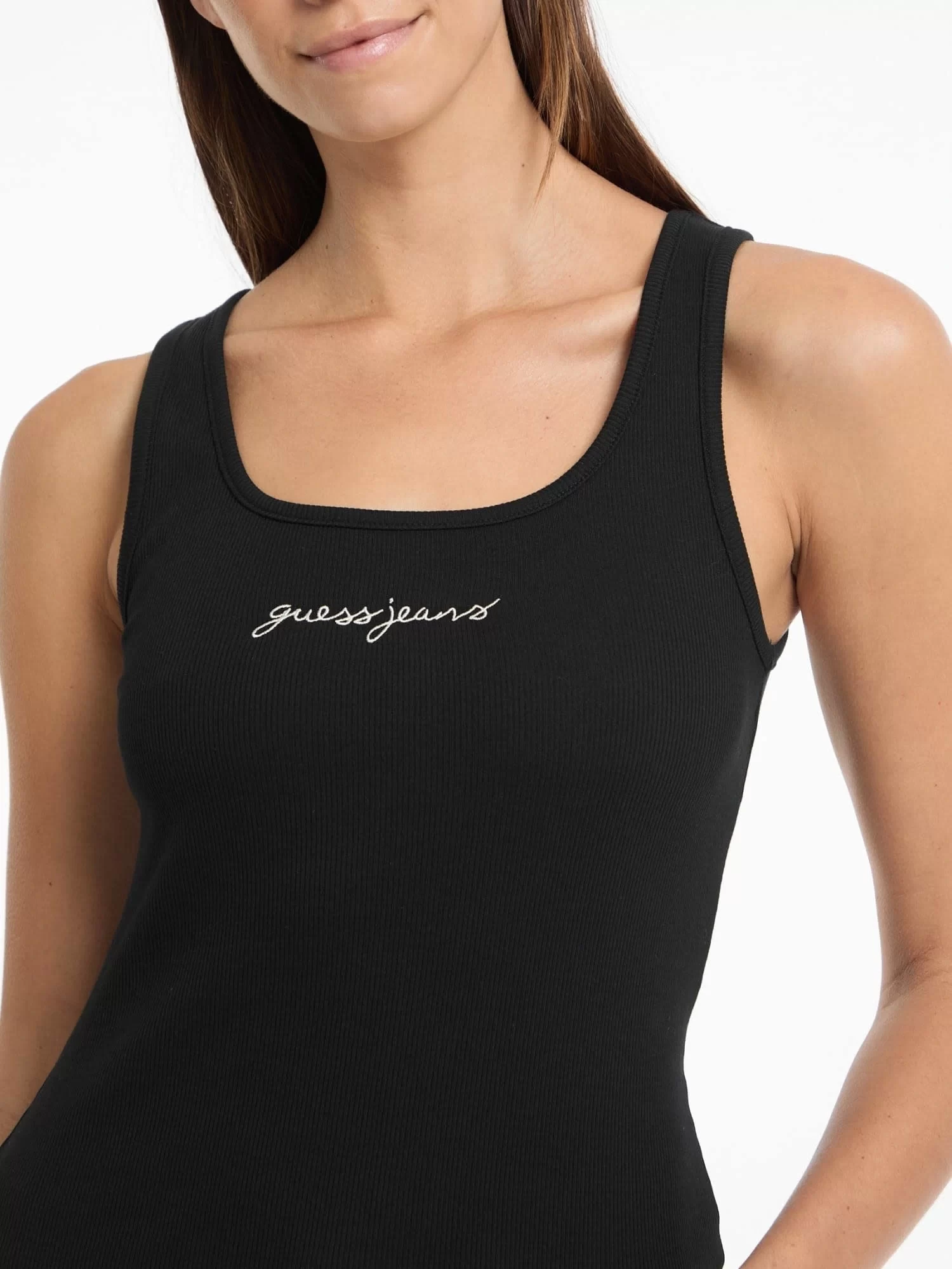 Guess jeans Gj Tank Top Slım Rıb Embro Kadın Siyah T-Shirt W5RP48KA0H1-JBLK