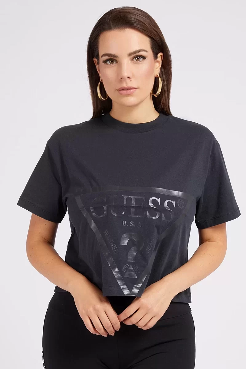 Guess Adele Crop T-Shırt Kadın Antrasit T-Shirt V2YI06K8HM0-G7FQ