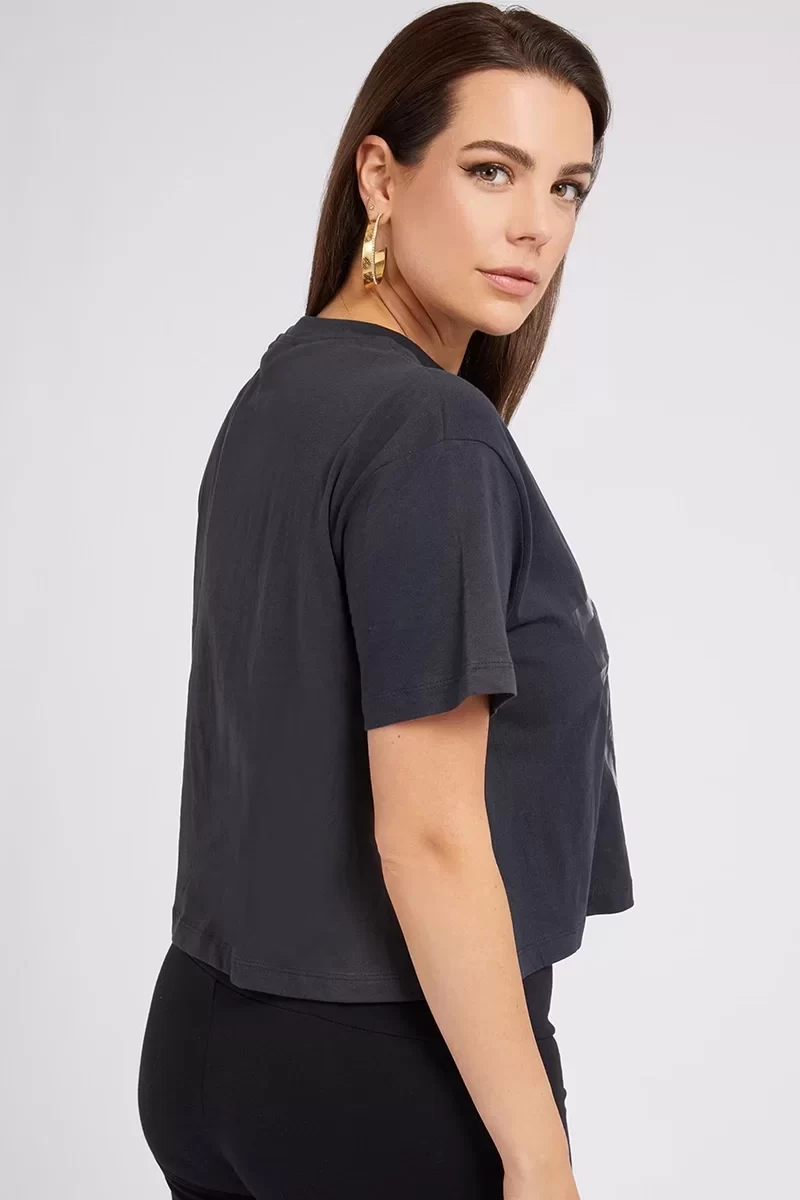 Guess Adele Crop T-Shırt Kadın Antrasit T-Shirt V2YI06K8HM0-G7FQ