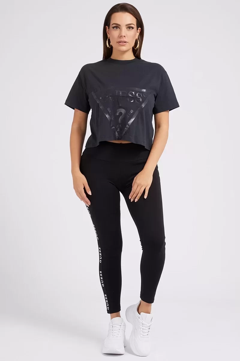 Guess Adele Crop T-Shırt Kadın Antrasit T-Shirt V2YI06K8HM0-G7FQ