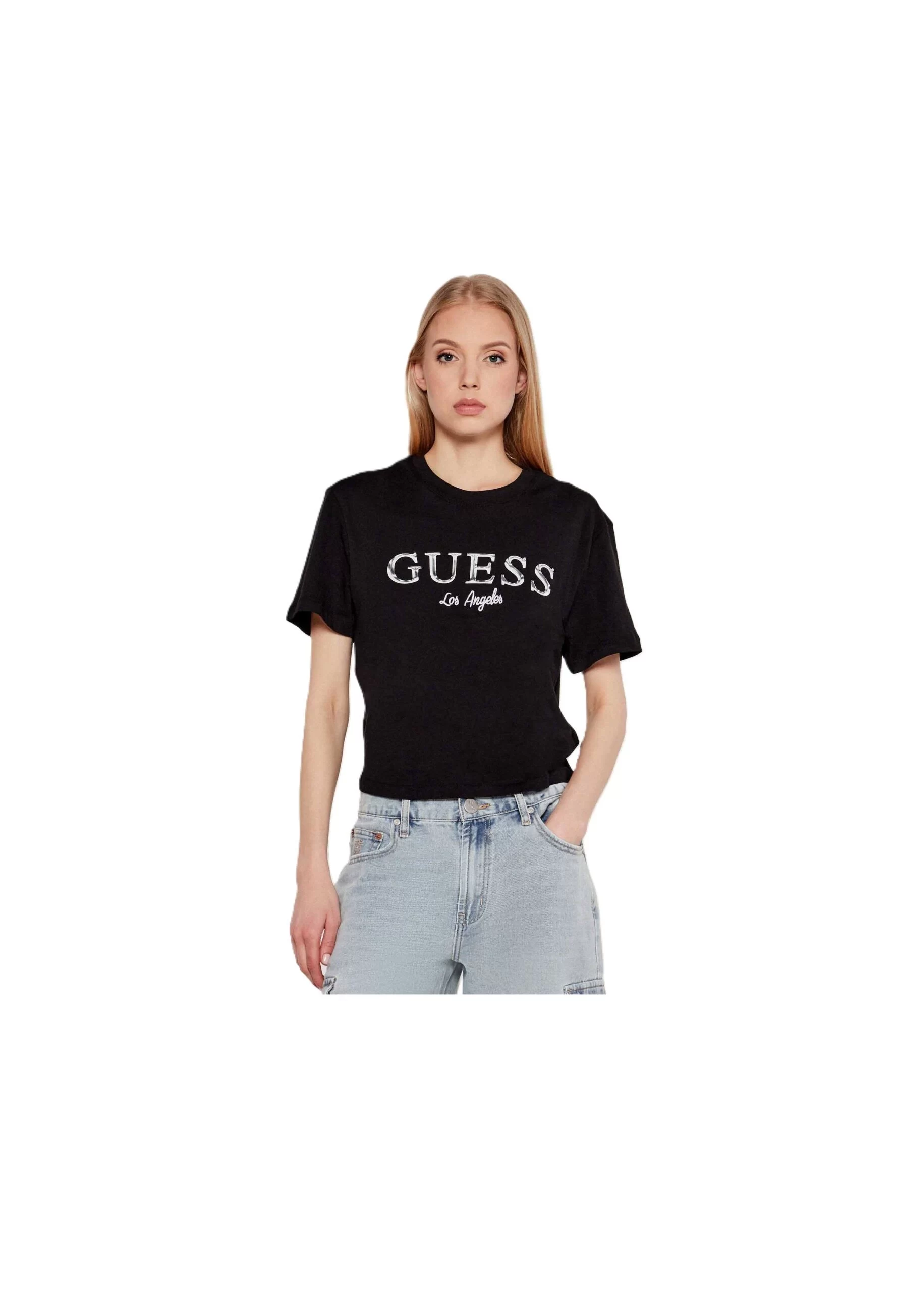Guess Clematıs Crop Kımono Ss Tee Kadın Siyah T-Shirt V5GI09K9RM1-JBLK