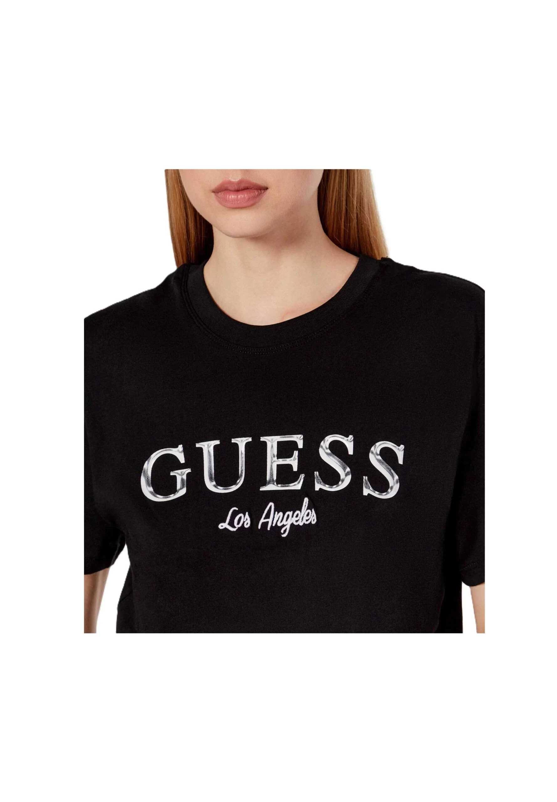 Guess Clematıs Crop Kımono Ss Tee Kadın Siyah T-Shirt V5GI09K9RM1-JBLK