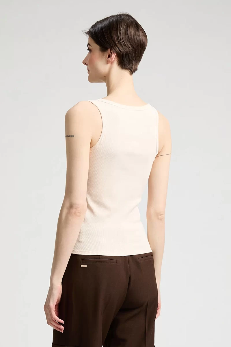 Guess Colette Rıb Tank Kadın Krem Atlet V4YP06K8RT2-G6K5