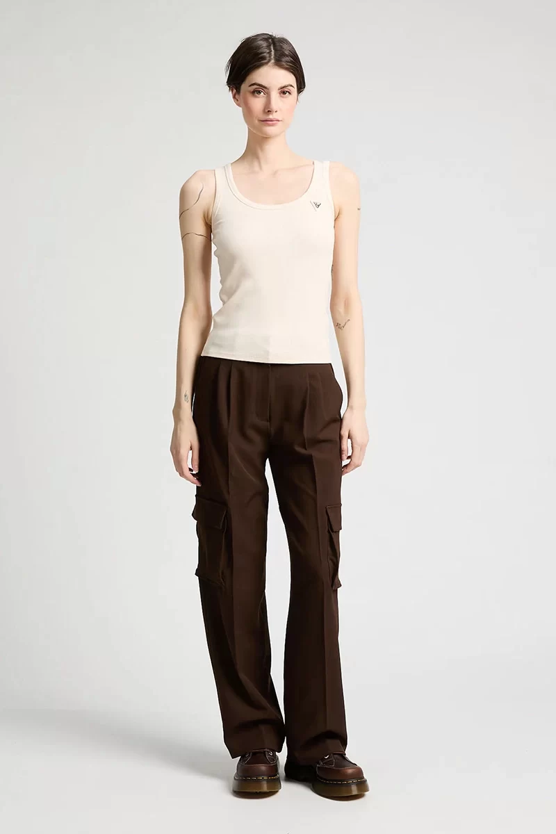 Guess Colette Rıb Tank Kadın Krem Atlet V4YP06K8RT2-G6K5