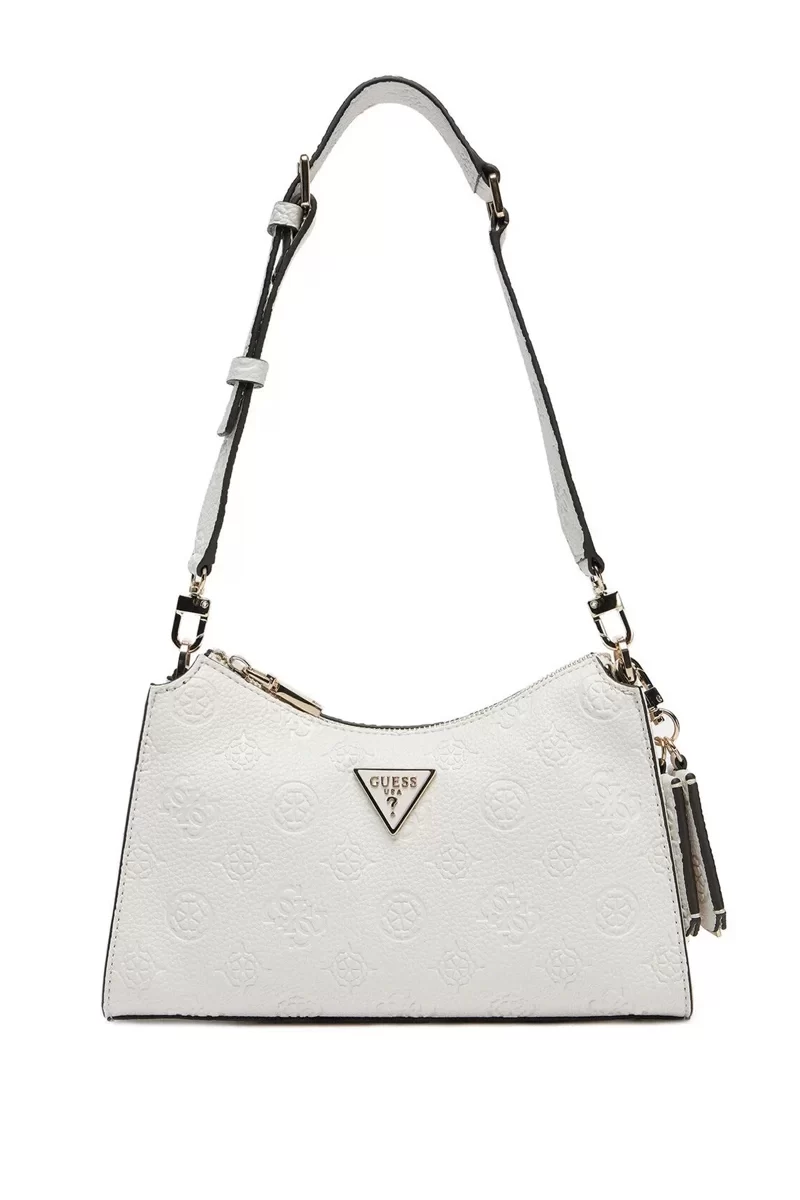 Guess Cresıdıa Top Zıp Shoulder Bag Kadın Beyaz Omuz Çantası HWPG9349180-OFF