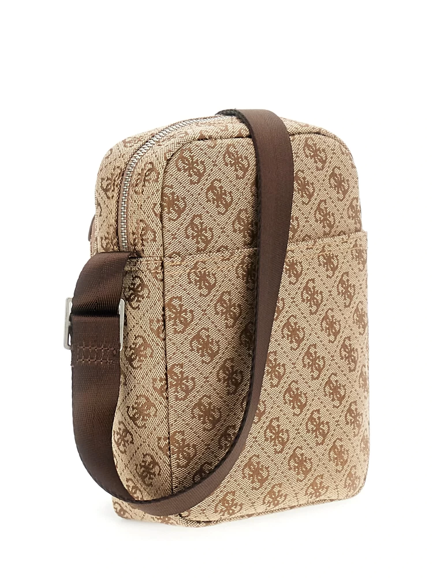Guess Erkek Bej Kahverengi Milano Ön Cepli Crossbody Çanta