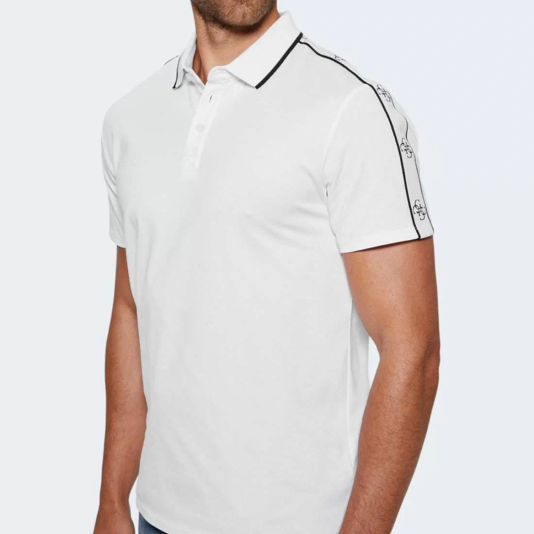 Guess Ss Guess Quattro G Tape Polo Erkek Bej T-Shirt M4YP40KARS0-G1V7