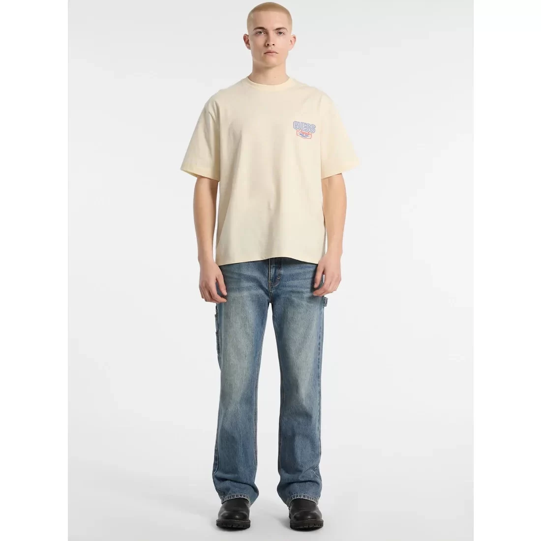 Guess Go Amerıcan Classıc Tee Erkek Krem T-Shirt M5GI62K8FQ4-G053