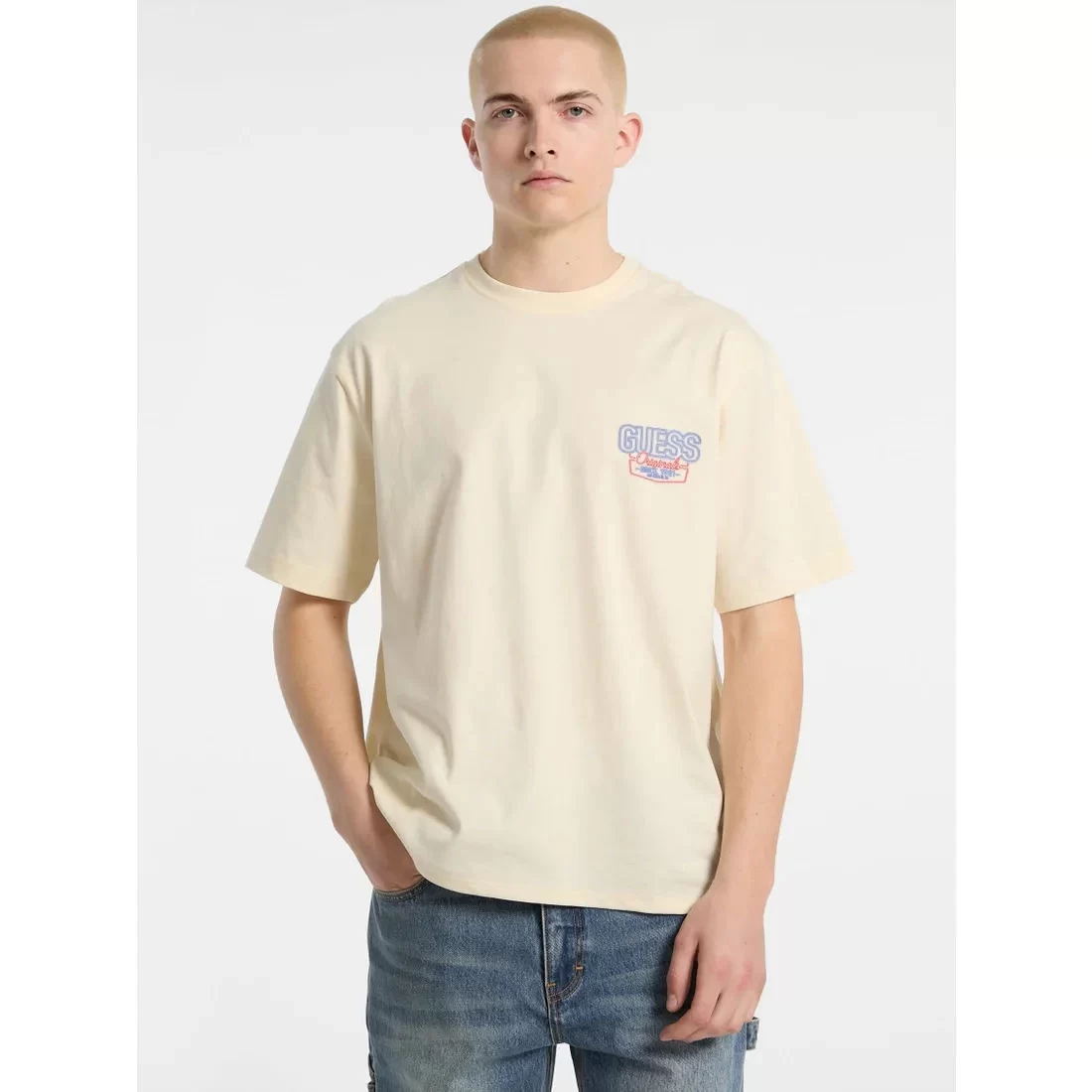 Guess Go Amerıcan Classıc Tee Erkek Krem T-Shirt M5GI62K8FQ4-G053