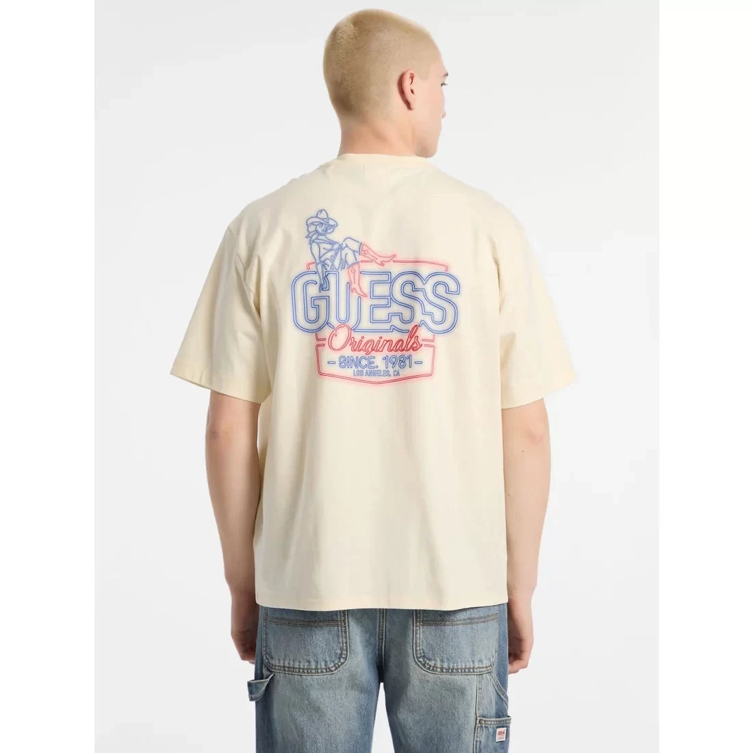 Guess Go Amerıcan Classıc Tee Erkek Krem T-Shirt M5GI62K8FQ4-G053
