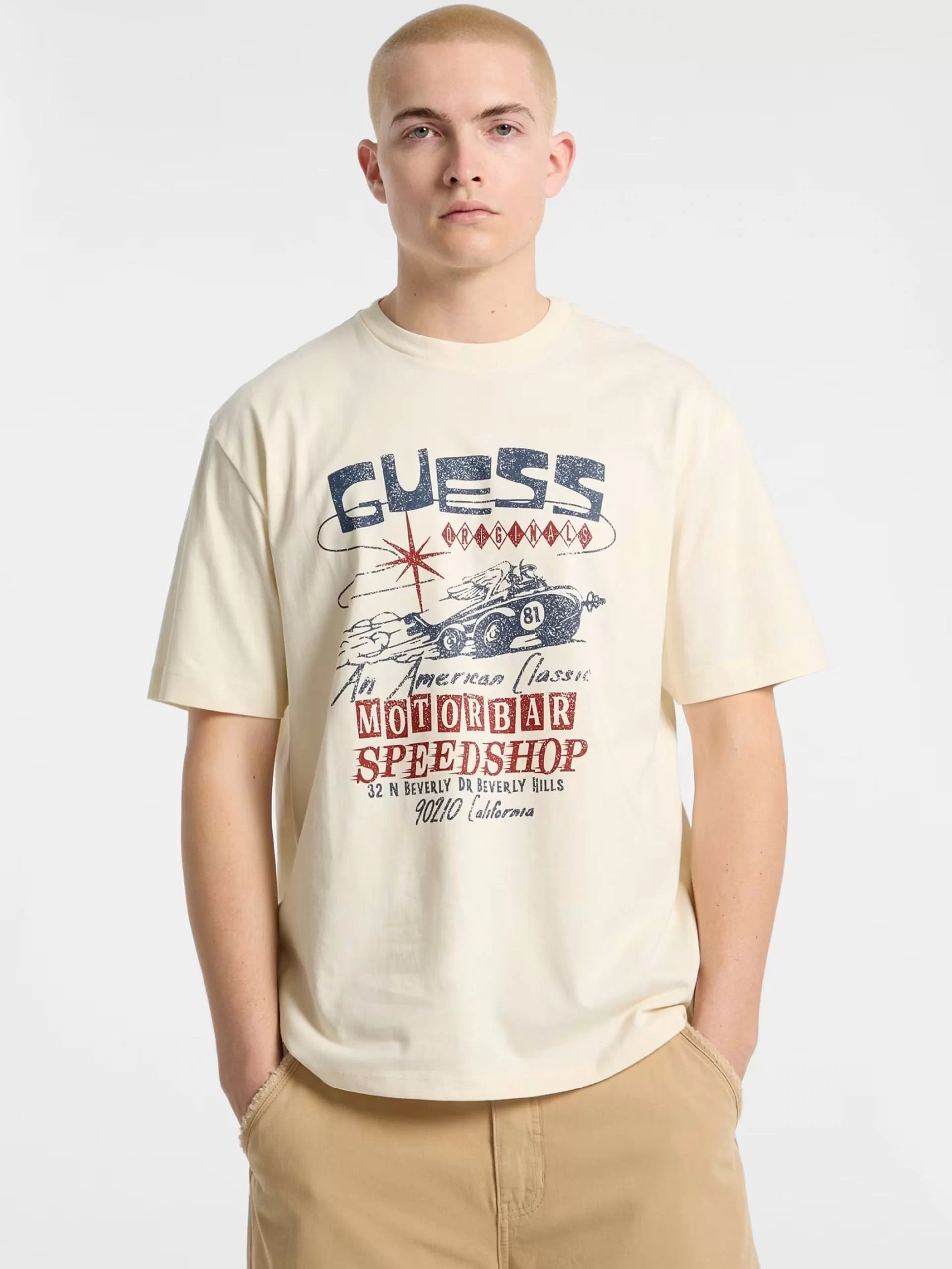Guess Go Prınted Muscle Tee Erkek Krem T-Shirt M5GI65K8FQ4-G053