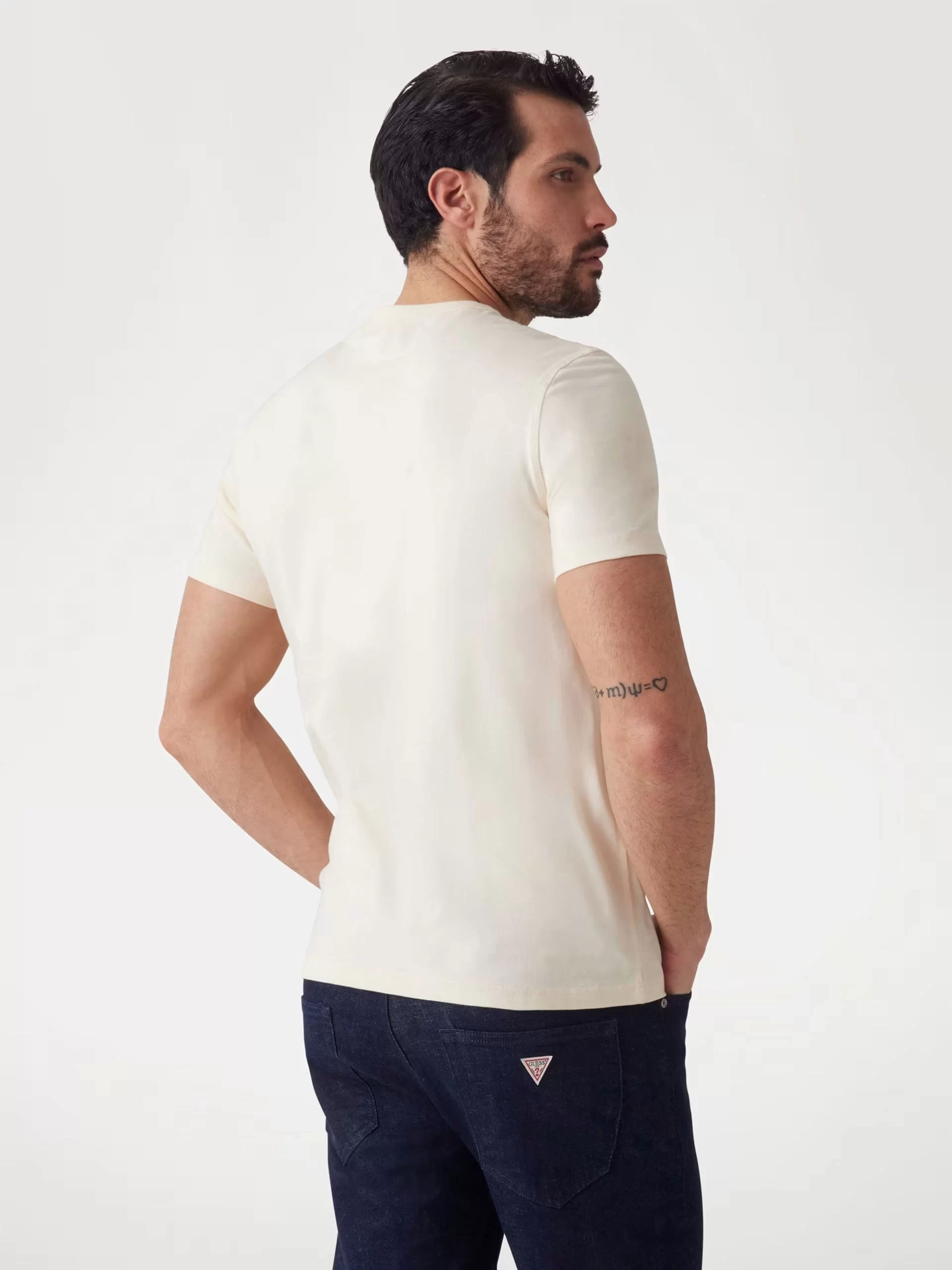 Guess Ss Cn Guess Logo Tee Erkek Beyaz T-Shirt M5GI07I3Z14-G047
