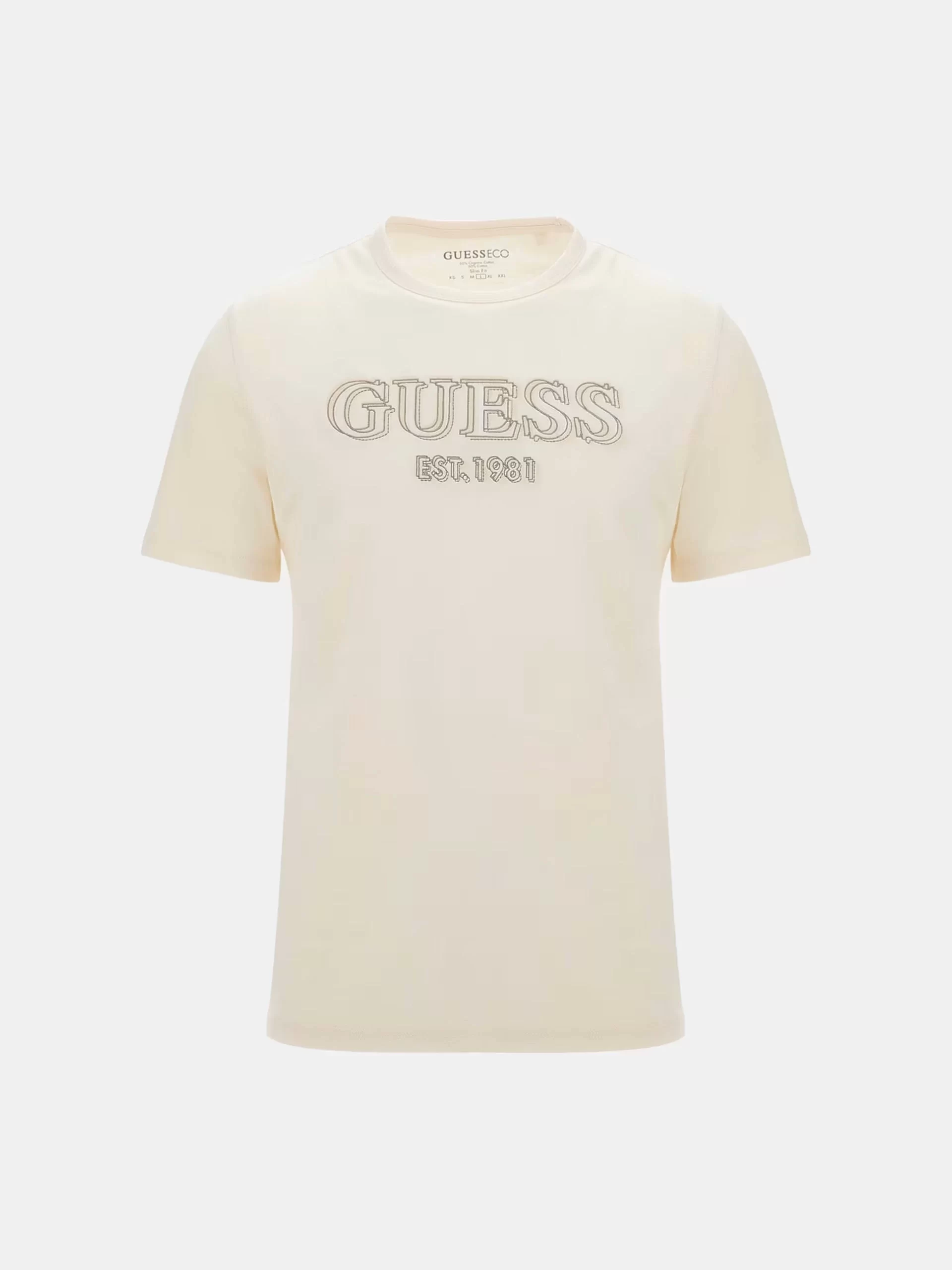 Guess Ss Cn Guess Logo Tee Erkek Beyaz T-Shirt M5GI07I3Z14-G047