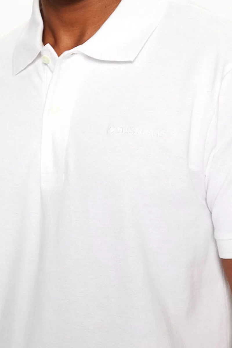 Guess jeans Gj Ss Embro Logo Polo Erkek Beyaz T-Shirt M4BP29KCJV1-G011