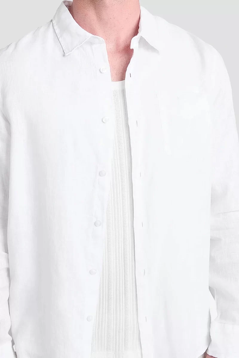 Guess Ls Napa Lınen Shırt Erkek Beyaz Gömlek M5GH73WH3J0-G011