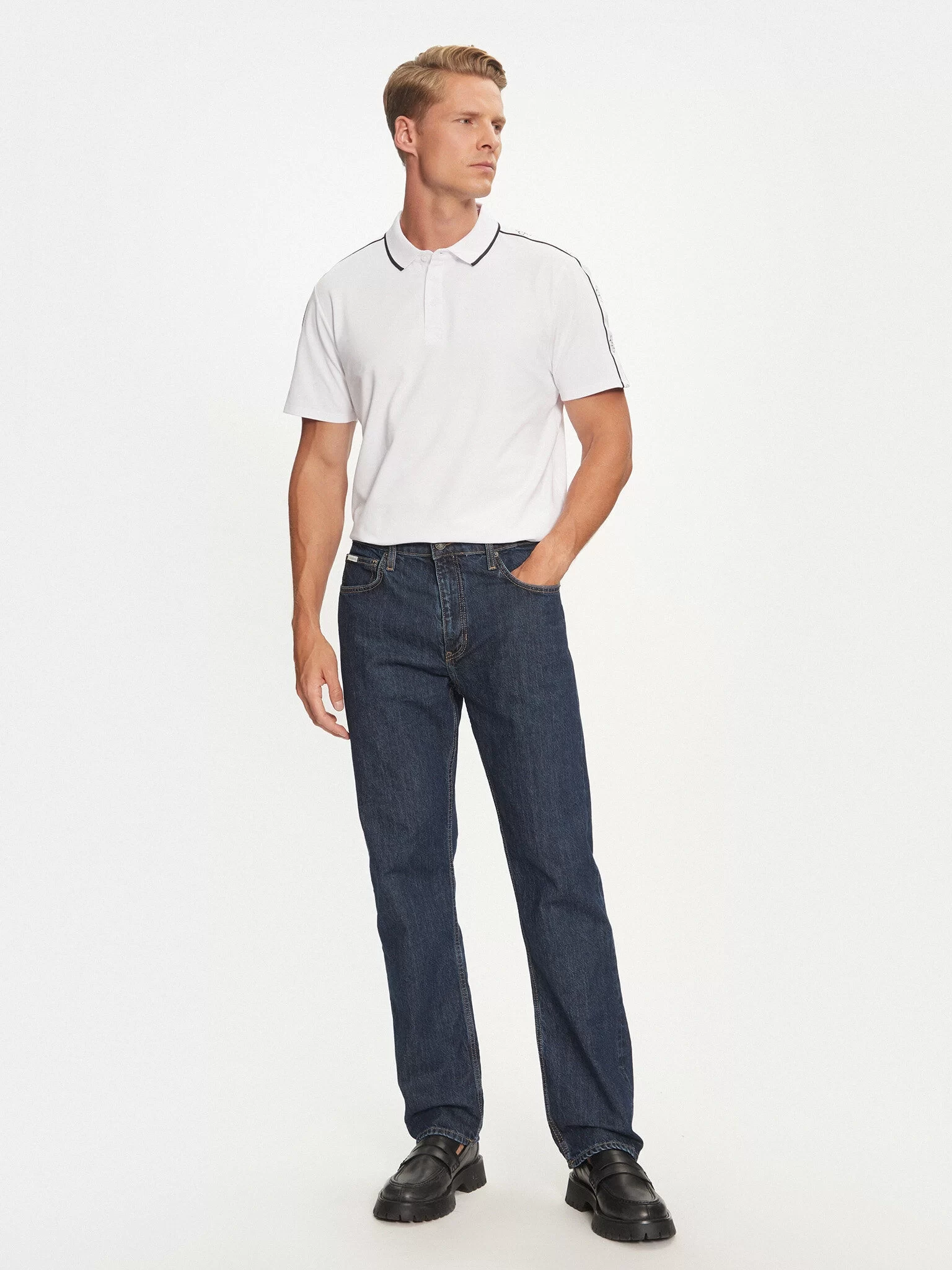 Guess Ss Guess Quattro G Tape Polo Erkek Beyaz T-Shirt M4YP40KARS0-G011