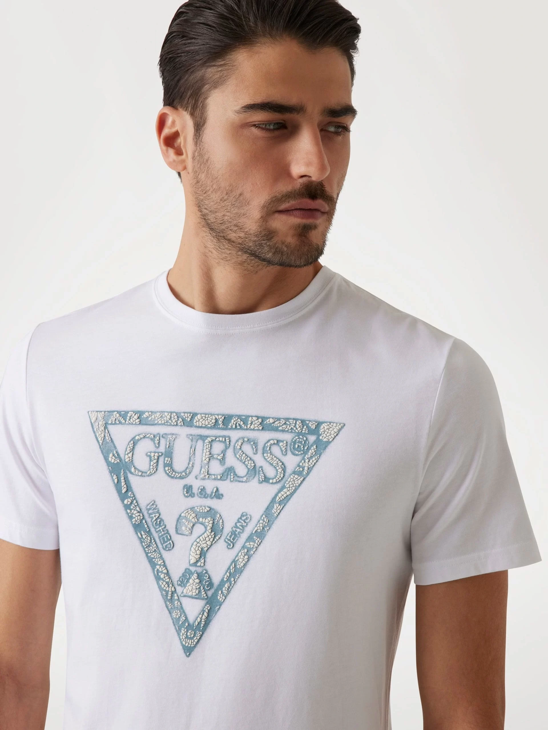 Guess Ss Cn Trıangle Tee Erkek Beyaz T-Shirt M5GI06I3Z14-G011