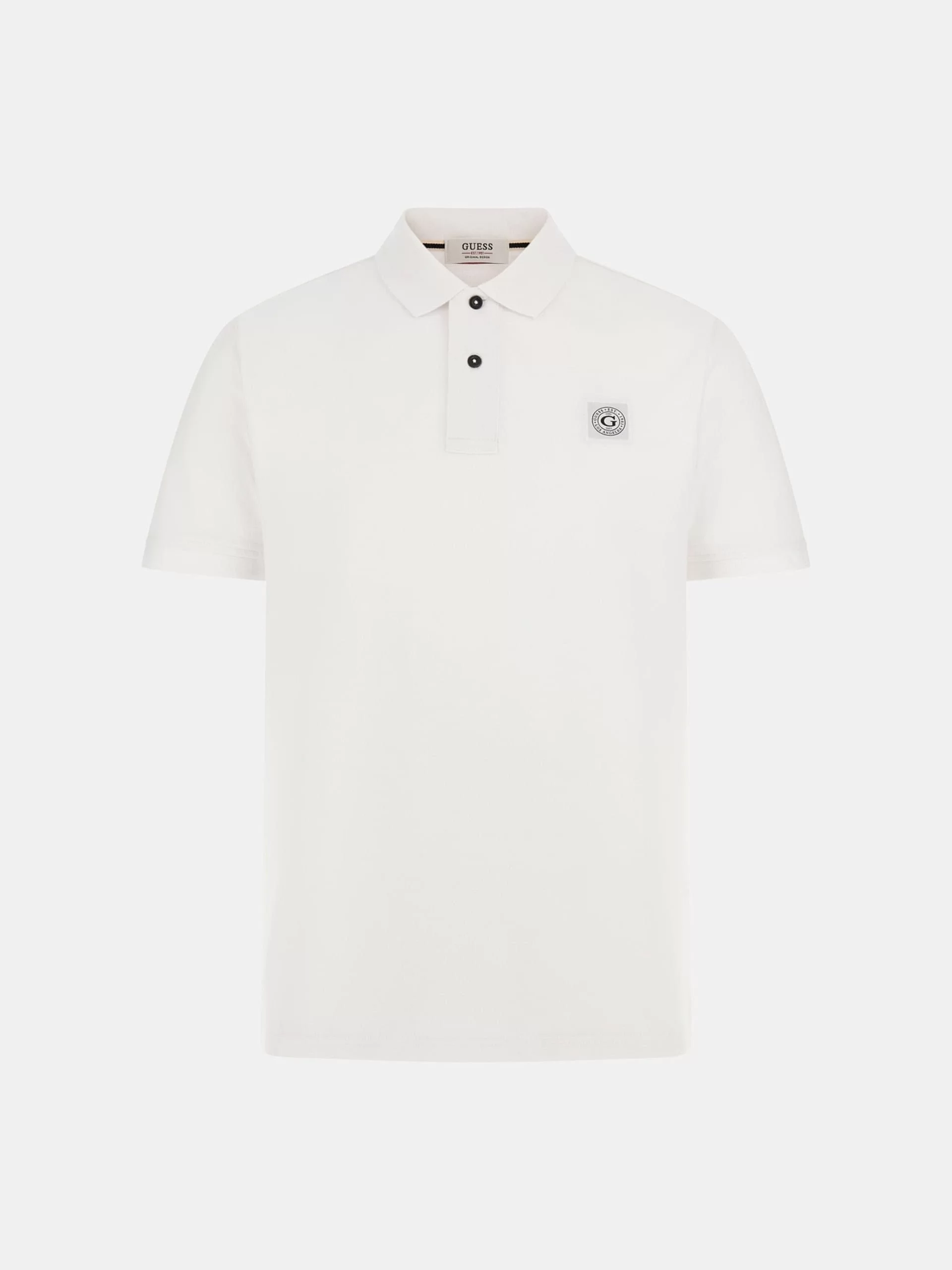 Guess Erkek Beyaz Yıkamalı Polo Tişört