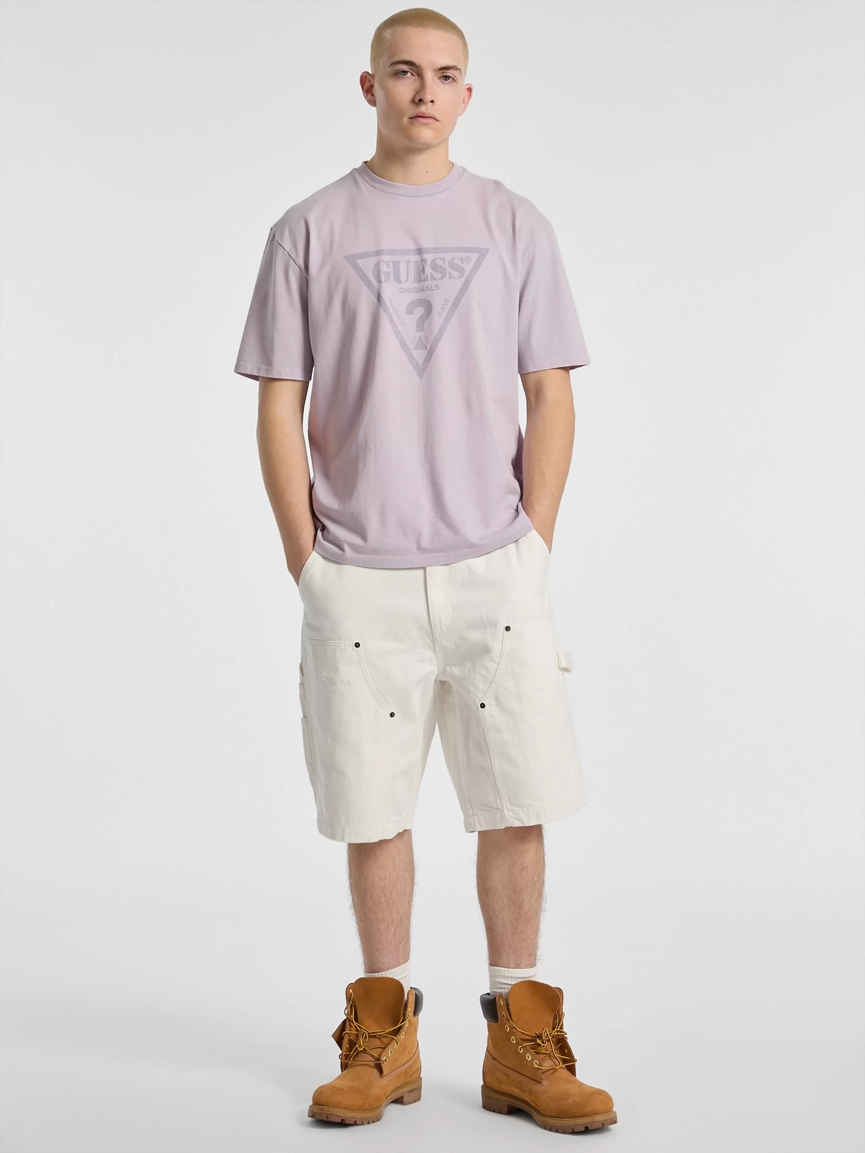 Guess Go Panel Carpenter Short Erkek Beyaz Şort M5GG40D5C2B-GWEC