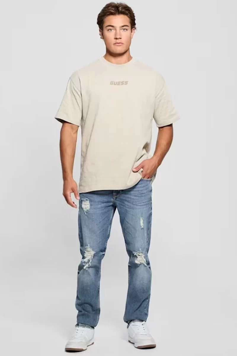 Guess Dalım Cn T-Shırt Erkek Krem T-Shirt Z4BI00KCE21-G1CA