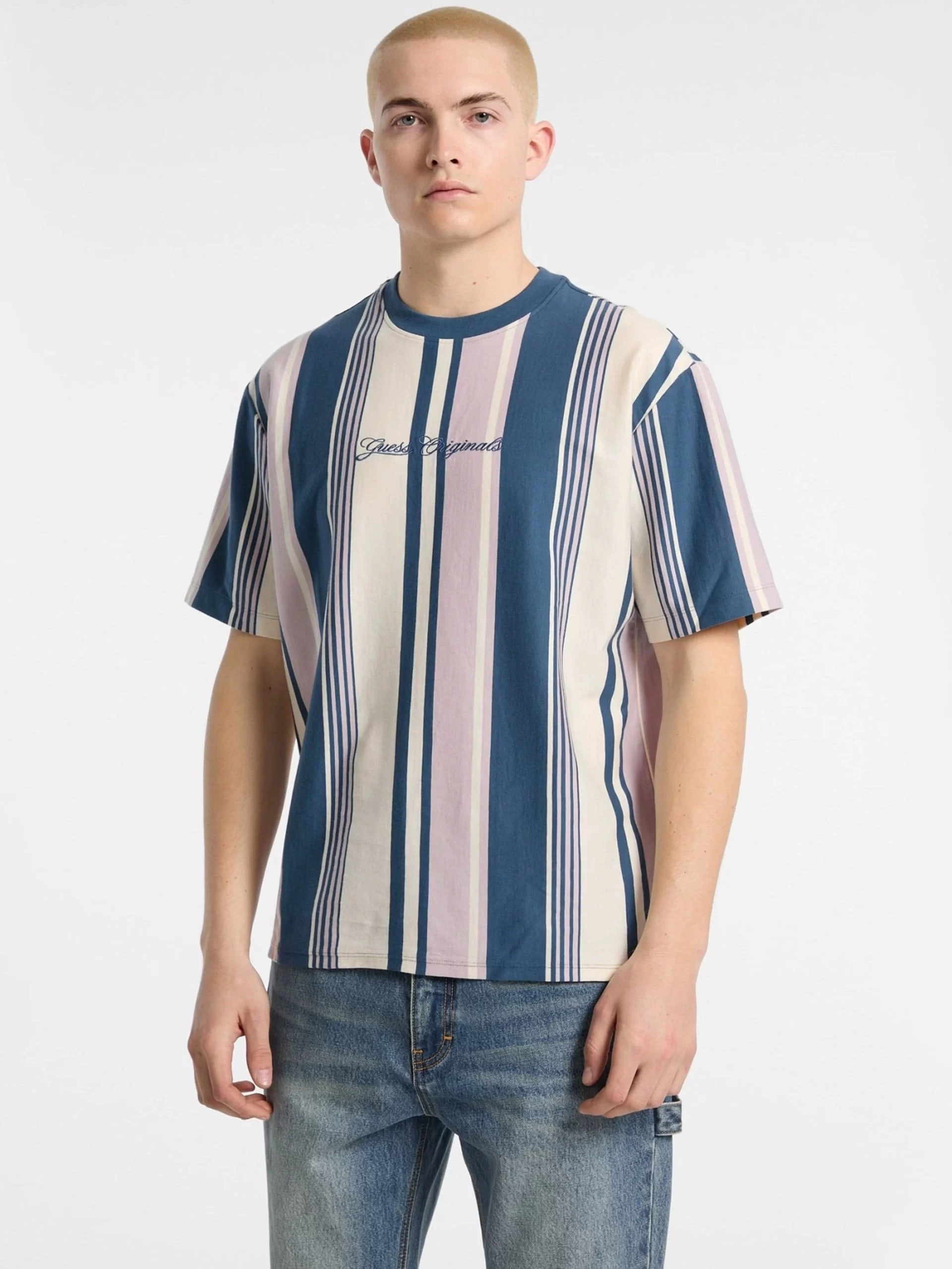 Guess Go Vertıcal Strıpe Tee Erkek Çok Renkli T-Shirt M5GI59K8FQ4-S40N