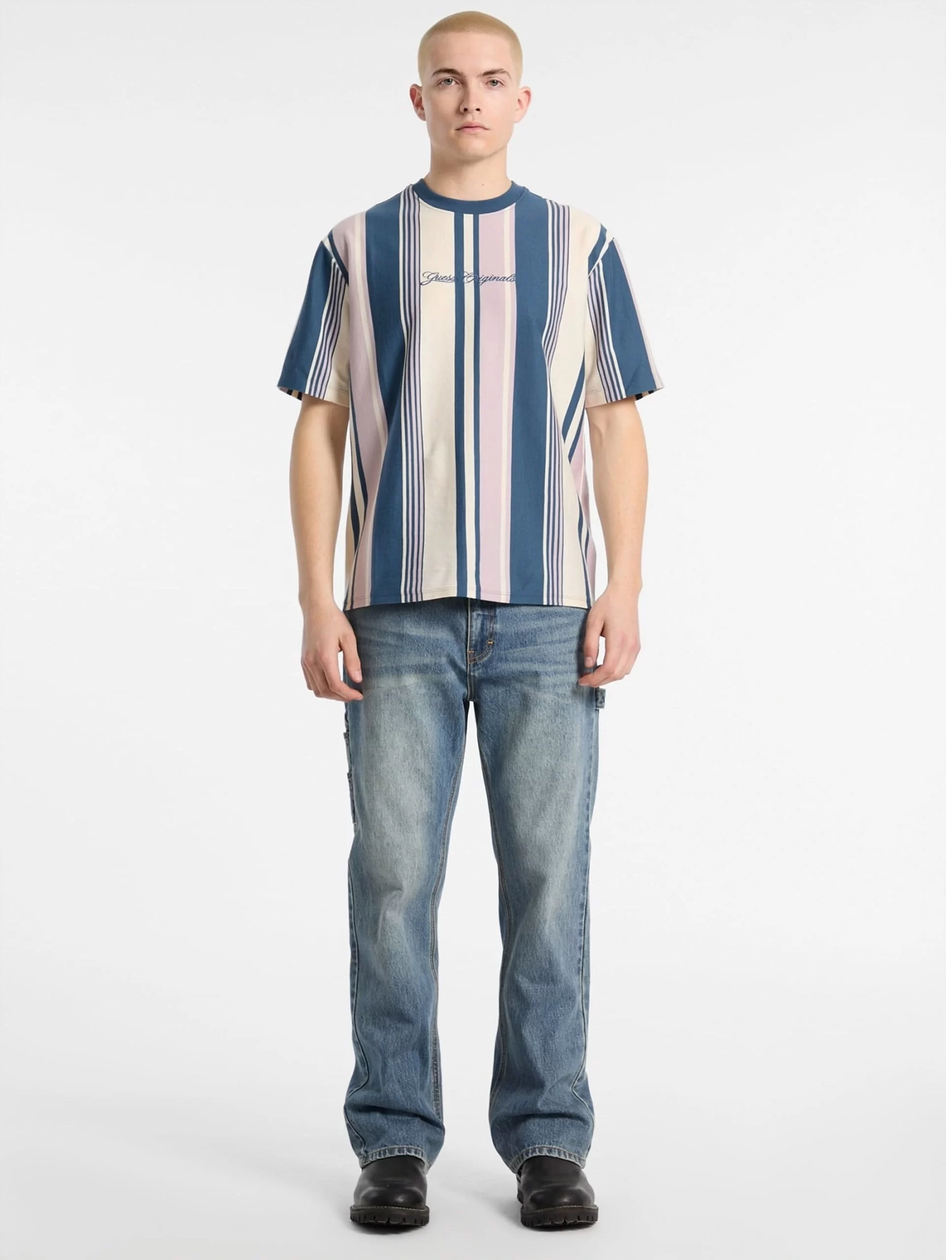 Guess Go Vertıcal Strıpe Tee Erkek Çok Renkli T-Shirt M5GI59K8FQ4-S40N