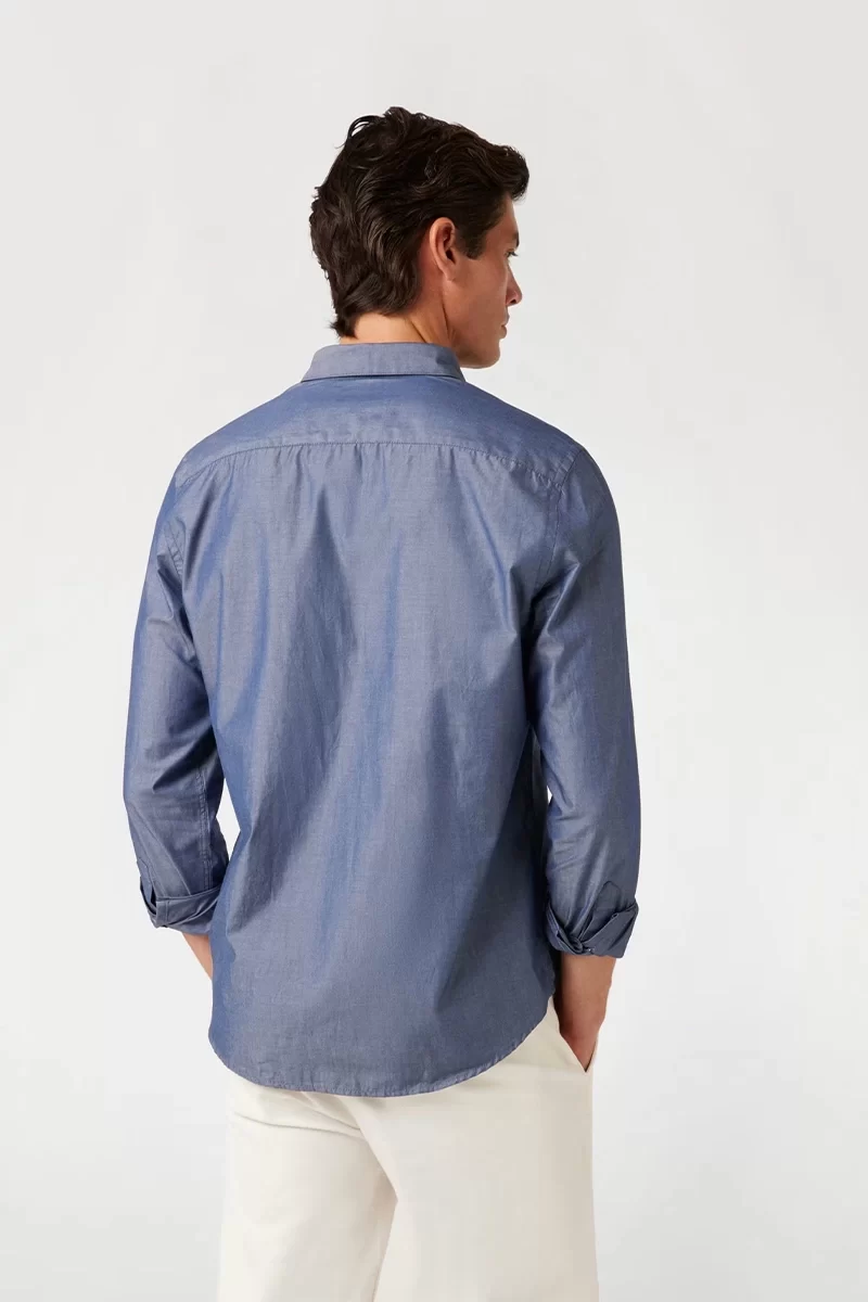 Guess Ls Soft Chambray Shırt Erkek Mavi Gömlek M4BH66WGM80-FB7B