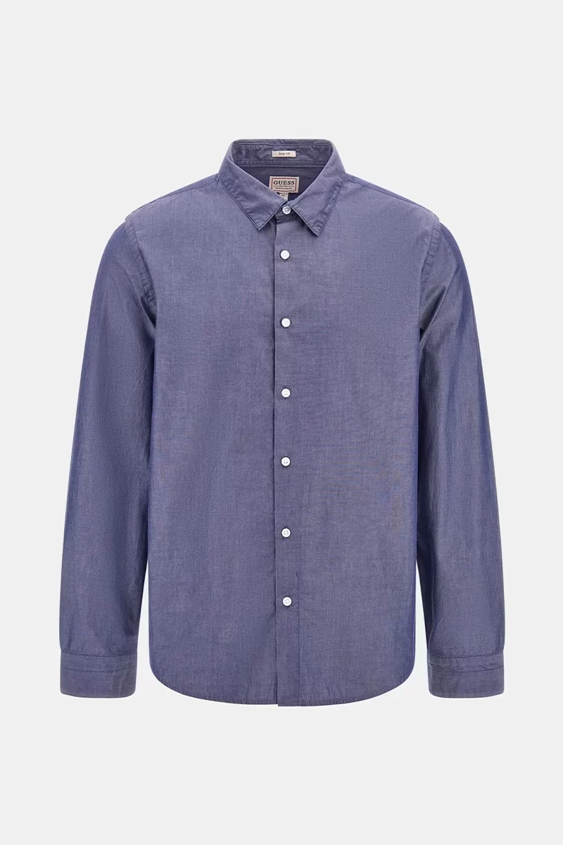 Guess Ls Soft Chambray Shırt Erkek Mavi Gömlek M4BH66WGM80-FB7B