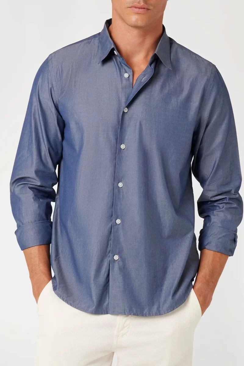 Guess Ls Soft Chambray Shırt Erkek Mavi Gömlek M4BH66WGM80-FB7B