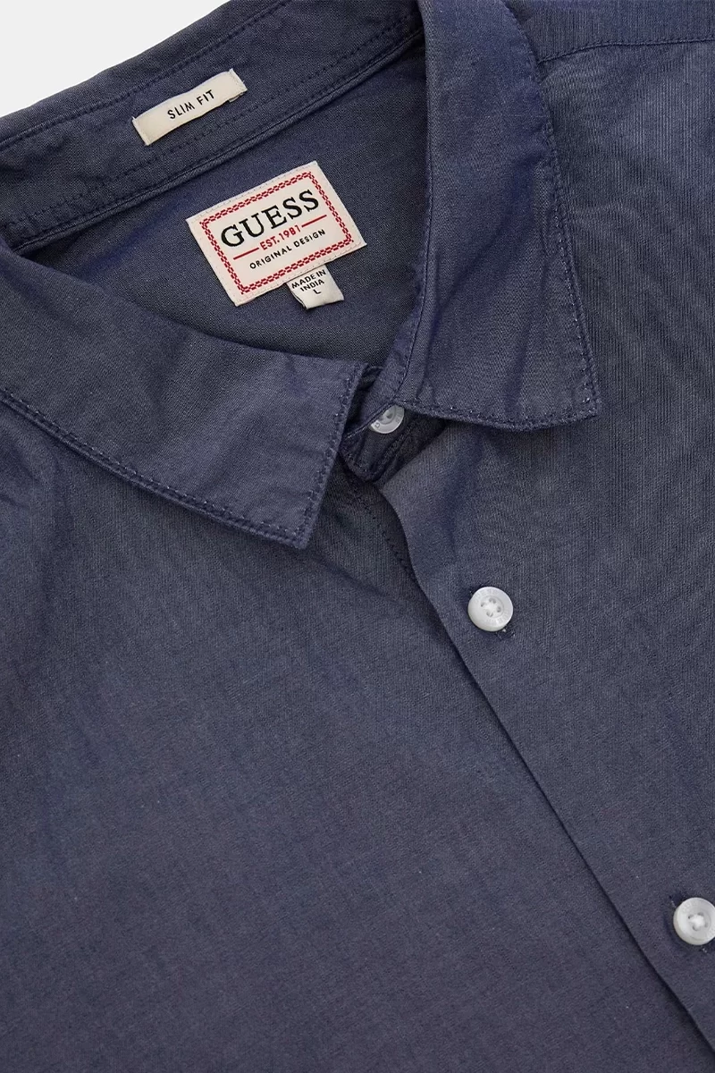 Guess Ls Soft Chambray Shırt Erkek Mavi Gömlek M4BH66WGM80-FB7B