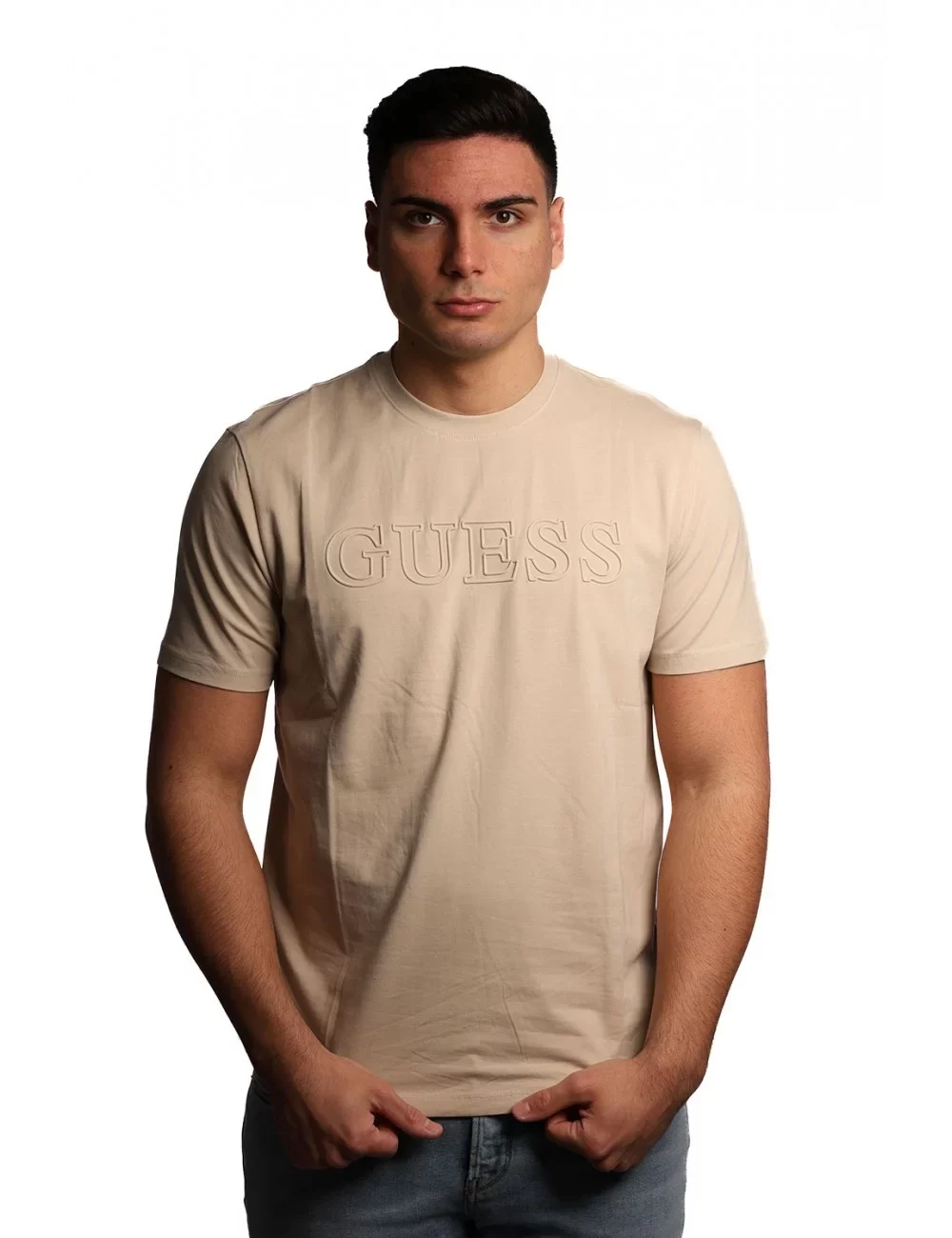 Guess Ss Alphy T-Shırt Erkek Bej T-Shirt Z2YI11J1314-G9D0