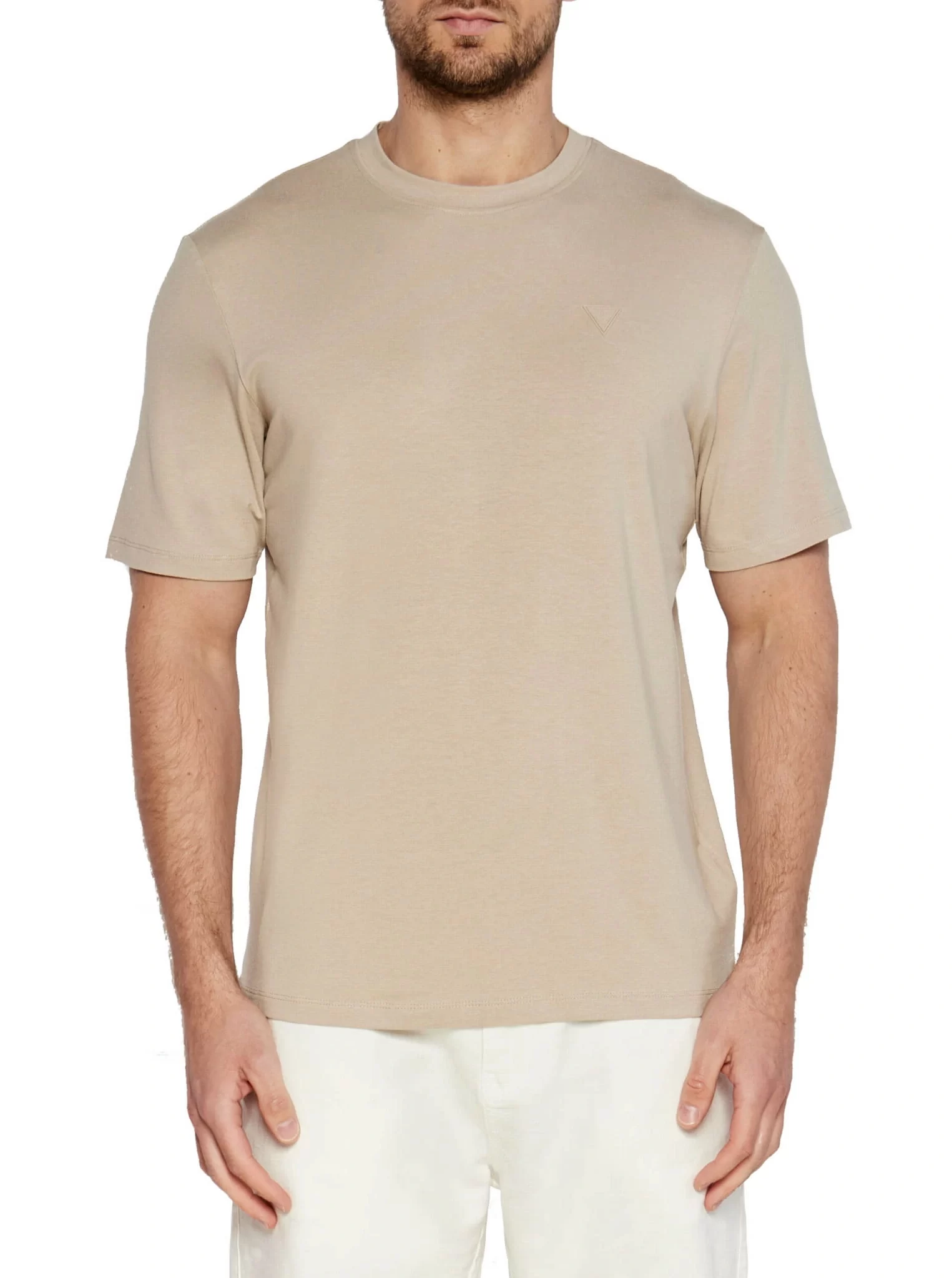 Guess Hedley Ss T-Shırt Erkek Bej T-Shirt Z2YI12JR06K-G9D0