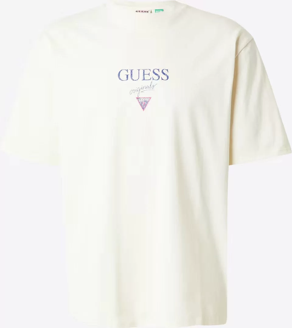Guess Erkek Krem Baker Logolu Baskılı T-Shirt
