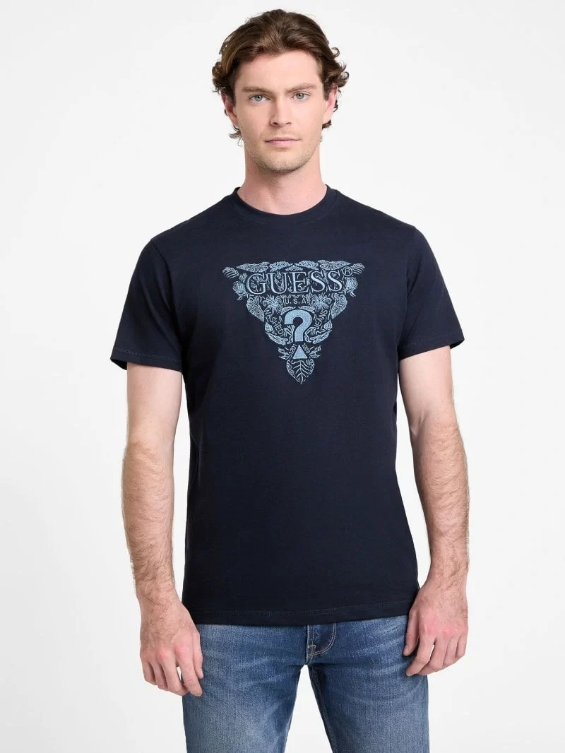 Guess Ss Cn Flower Embro Tee Erkek Lacivert T-Shirt M5GI16K8FQ4-G7V2